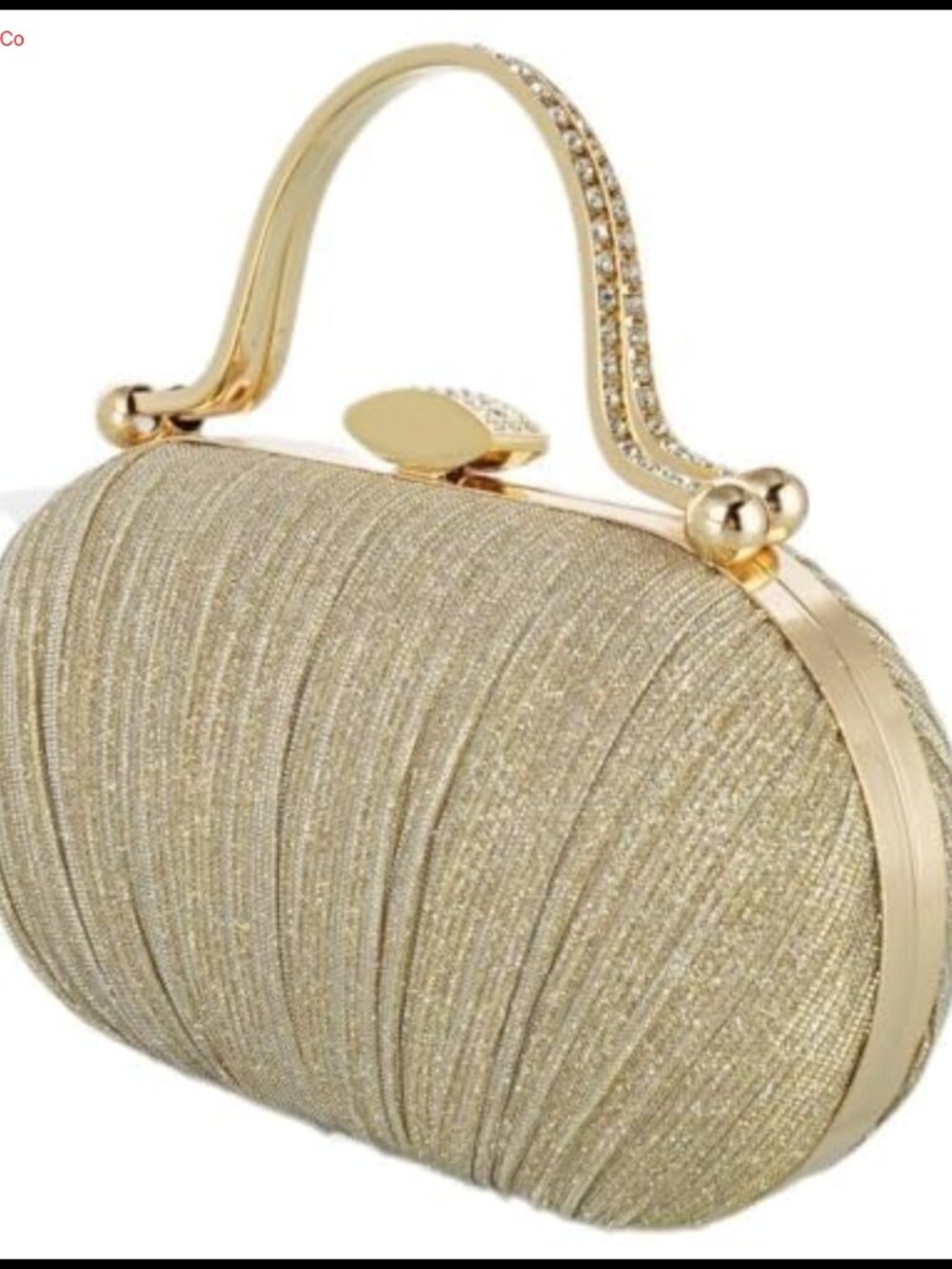 Glitter Ruched Clutch Evening Bag Pleated Formal Wedding Prom Purse